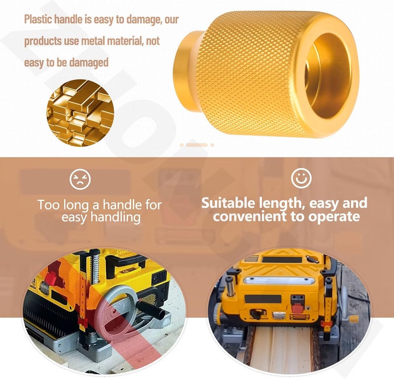 ZHONGXIA Upgrade Aluminum Alloy Stubby Knob Compatible With Dewalt DW735 Planer Stubby Knob, DW735X Planer (Yellow) - Image 4